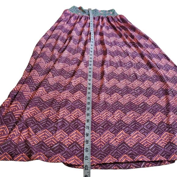Anthropologie Maaji pink purple Susie patootie bird/geometric print maxi skirt - Picture 12 of 14